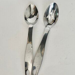 Oneida Stainless Steel Slotted Serving Spoon Pair Commercial Kitchen 18/8